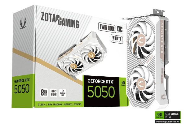 圖片 ZOTAC RTX5050 Twin Edge OC White Edition(2602MHz/22cm/雙風扇/註冊五年/白) 