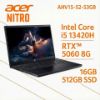 圖片 ACER 宏碁Nitro V 15.6吋電競筆電 黑(i5-13420H/16G/512G/RTX5060-8G/W11/ANV15-52-53GB)🎈送保護套/滑鼠墊/鍵盤膜🎈