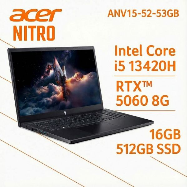 圖片 ⭐️ACER 宏碁Nitro V 15.6吋電競筆電 黑(i5-13420H/16G/512G/RTX5060-8G/W11/ANV15-52-53GB)	⭐️