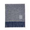 圖片 LOEWE 新款Anagram 圖案羊毛羊絨混紡雙色流蘇圍巾 (灰色/藍色)