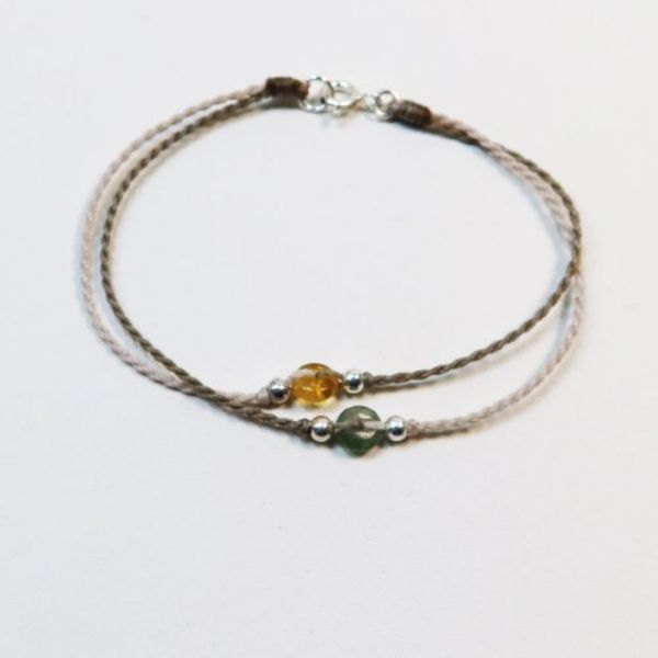 圖片 【水晶蠟繩系列】 多彩扁碧璽 雙鍊式 蠟繩手鍊| 大員囡仔