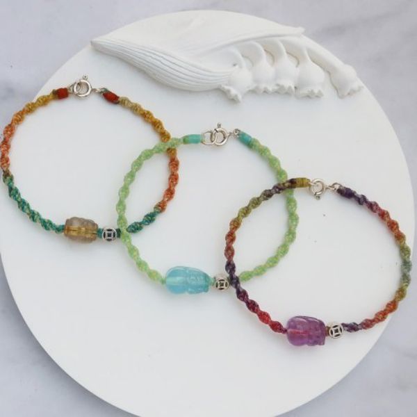 圖片 【水晶蠟繩系列】貔貅x招財x咬錢x波浪編 天然水晶蠟繩手鍊