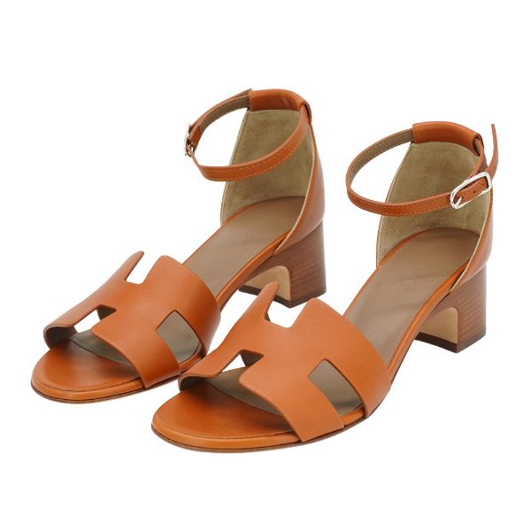 圖片 Hermes 展示品 Encens 50 小牛皮H鞋面低跟涼鞋#37(自然色)