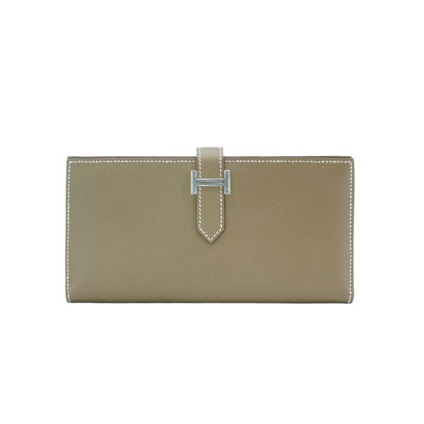 圖片 Hermes Bearn Epsom牛皮銀釦穿式長夾(Etoupe大象灰)