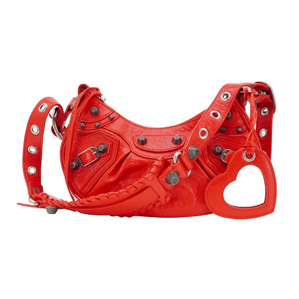 圖片 Balenciaga Le Cagole XS 鞣製小羊皮彎月側背包(671309-紅)