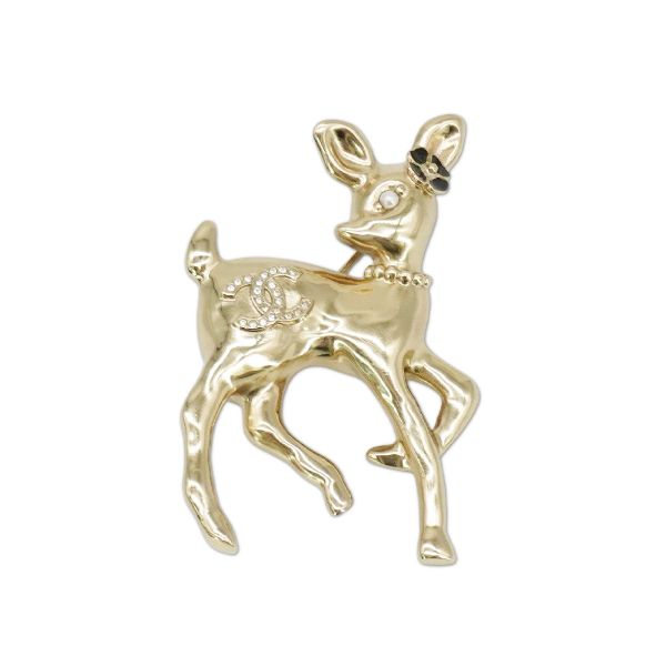 圖片 Chanel 金屬小鹿胸針(ABF295-淡金)