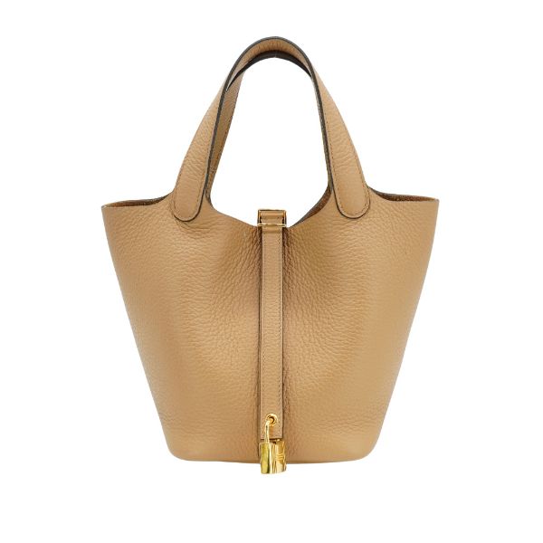 圖片 Hermes 展示品 Picotin 18 牛皮金釦手提包(Chai奶茶色)
