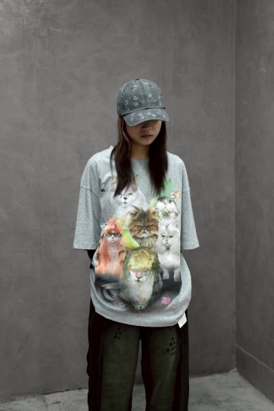 SSSTUFFF Punk Cat Tee Heather Grey
