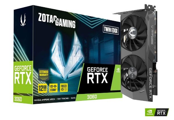圖片 ZOTAC RTX3060 TWIN EDGE 12G(1777MHz/22.5cm/雙風扇/註四年)智能風扇