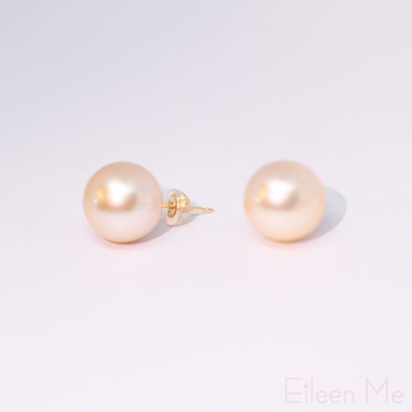 圖片 【ISOWA】金秋 12.2mm 南洋金 天然珍珠 耳環 18K金耳針