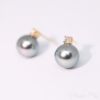 圖片 【ISOWA】冬影 9mm 黑珍珠 天然珍珠 精選白鑽 耳環 18K金耳針
