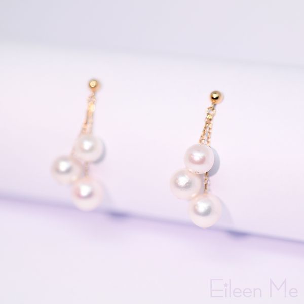 圖片 【ISOWA】拾穗 6-7.5mm AKOYA珍珠 天然珍珠 垂墜耳環 18K金耳針