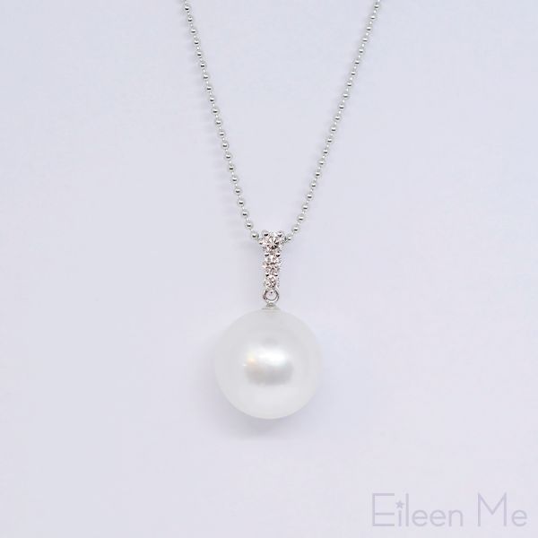 圖片 【ISOWA】冬月 11.3mm AKOYA珍珠 南洋白 天然珍珠 鑲鑽 18K金 吊墜 不含鍊