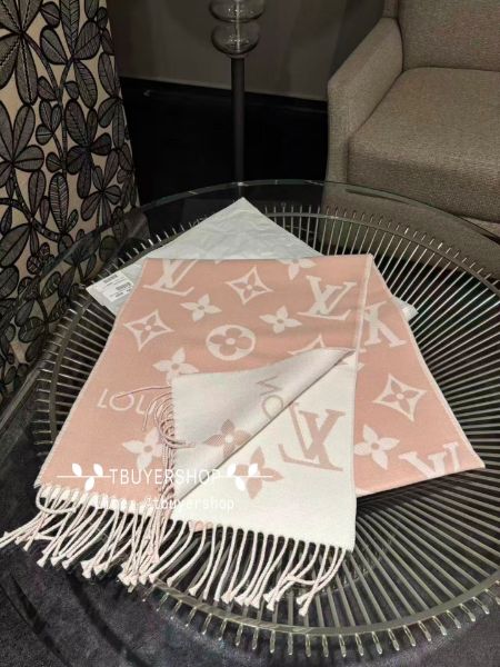 圖片 Lv Essential 粉色 雙面老花圍巾 含盒子