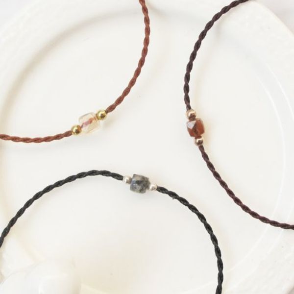 圖片 【水晶蠟繩系列】 方塊水晶 | 正能量極細蠟繩手鍊 | 大員囡仔