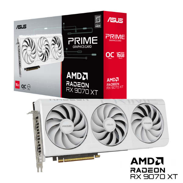 圖片 華碩 PRIME-RX9070XT-O16G-WHITE(3030MHz/32cm/三風扇/五年保/白)