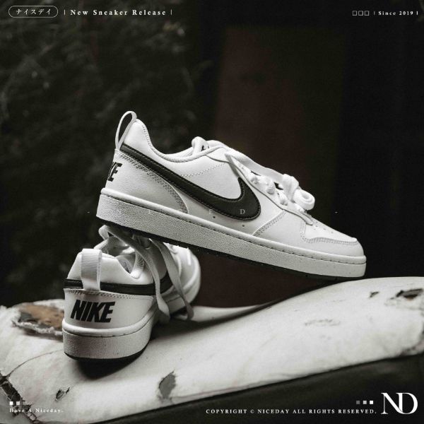 NICEDAY 現貨 NIKE COURT BOROUGH LOW 黑白 白黑 白 板鞋 大童 女鞋 DV5456-104