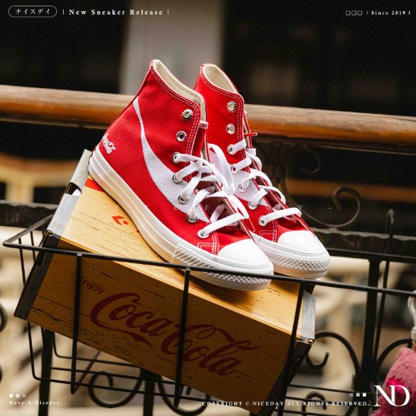 NICEDAY 現貨 CONVERSE x COCA-COLA 聯名款 ALL STAR 紅 黑 灰 白 可口可樂 可樂 高筒 帆布鞋 紅 A17889C
