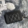 圖片 Chanel 黑金荔枝boy拉鏈零錢卡包