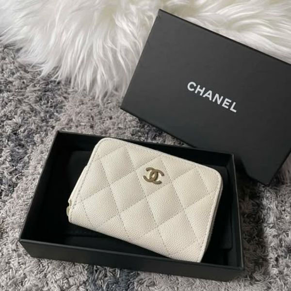 圖片 Chanel 白金荔枝拉鏈零錢卡包