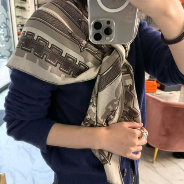 圖片 Hermes 巧克力H鏈條方巾