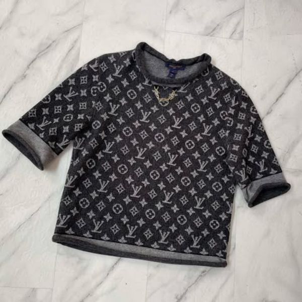 圖片 Lv 黑灰老花羊毛上衣