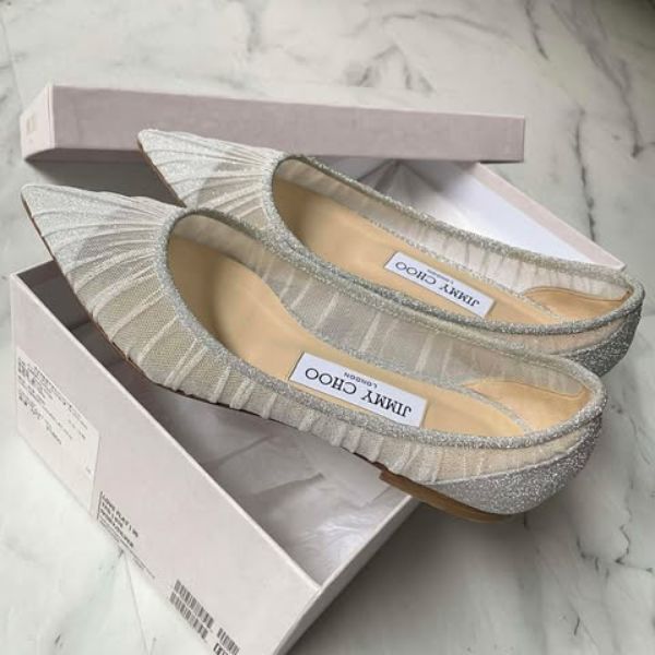 圖片 Jimmy choo 網紗亮粉平底鞋