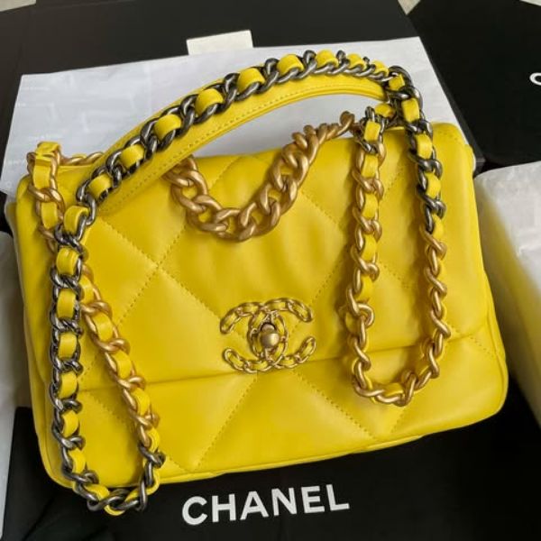 圖片 Chanel 檸檬黃編織 19bag