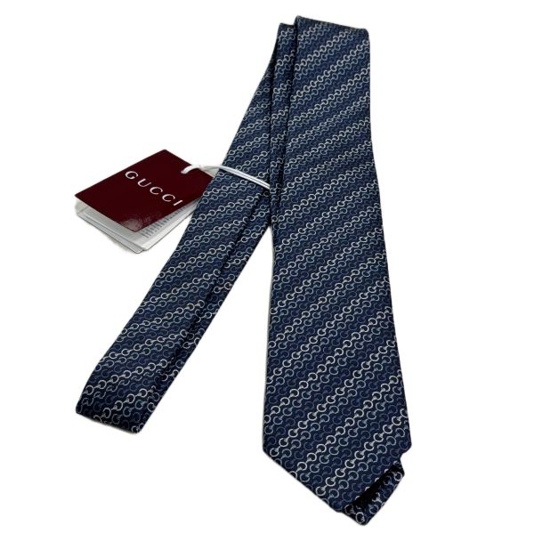 圖片 【GUCCI】男士絲綢藍色緹花logo領帶 -  8357534E009 4269