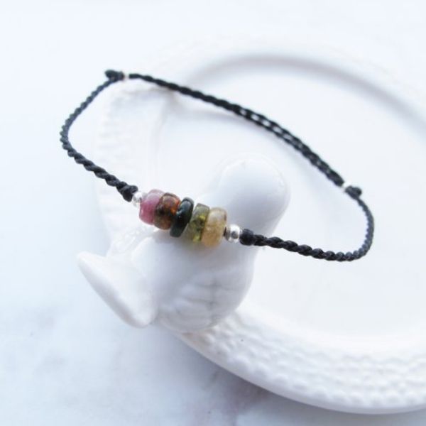 圖片 【水晶蠟繩系列】多彩碧璽 | 極細蠟繩手鍊 招財納福 | 大員囡仔