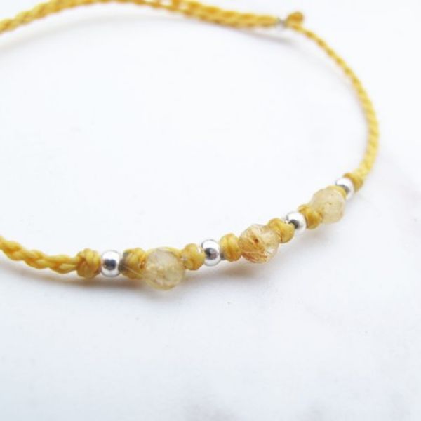 圖片 【水晶蠟繩系列】豔陽 |天然鈦晶 正能量極細蠟繩手鍊| 大員囡仔