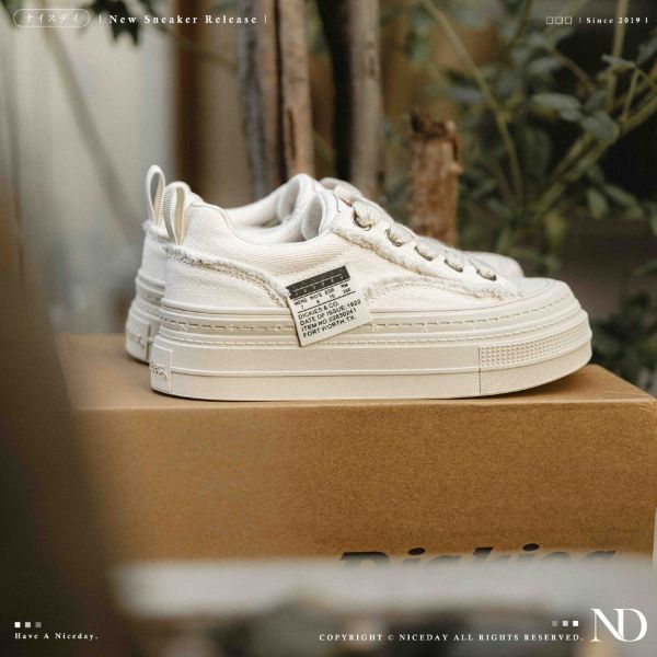 NICEDAY 代購 Dickies 英倫 厚底 增高 帆布鞋 白 米白 女款 251W50LXS57C