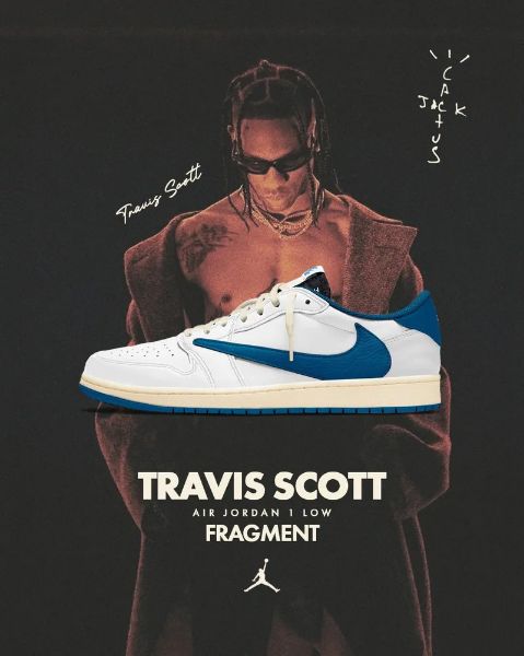 圖片 iSNEAKERS 現貨 Travis Scott x Fragment x Air Jordan 1 Low "Sail Military Blue" 三方聯名 閃電倒鉤 2.0 DM7866-104