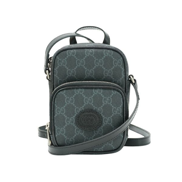 圖片 Gucci Interlocking G 標誌迷你拉鍊二用包(672952-黑)