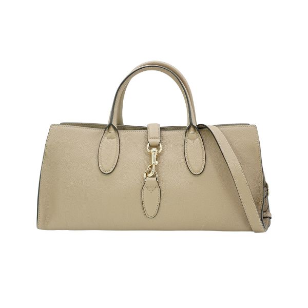 圖片 Gucci 展示品 Hook Closure 粒面皮革中號二用肩背包(795282-米)