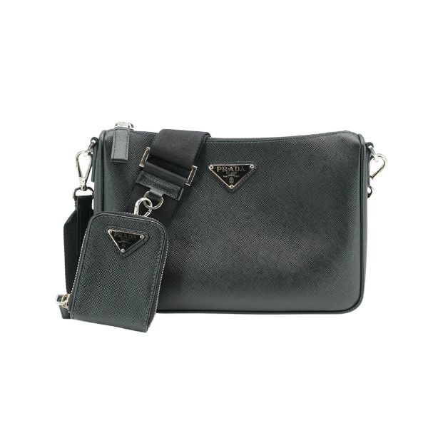 圖片 Prada Saffiano皮革拉鍊肩背二用包(2VH113-黑)