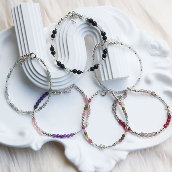 圖片 【水晶手串】多彩水晶x天然石x自己動手做xDIY純銀水晶手鍊材料包