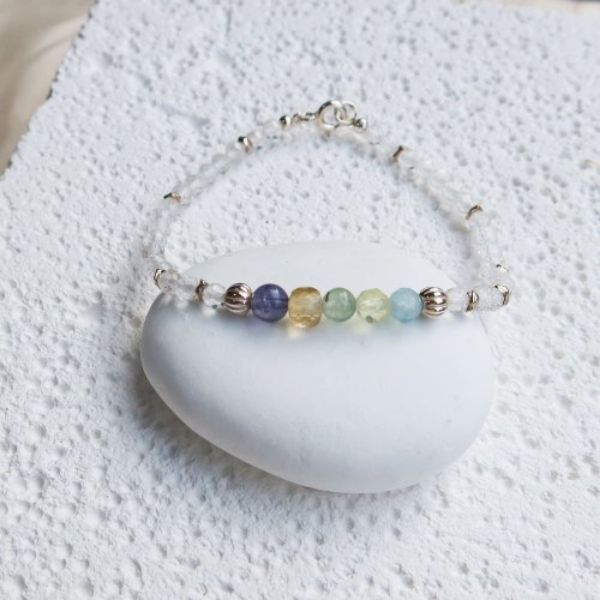 圖片 【水晶手串】彩寶水晶x海藍寶x菫青石x橄欖石x天然水晶 能量手鍊