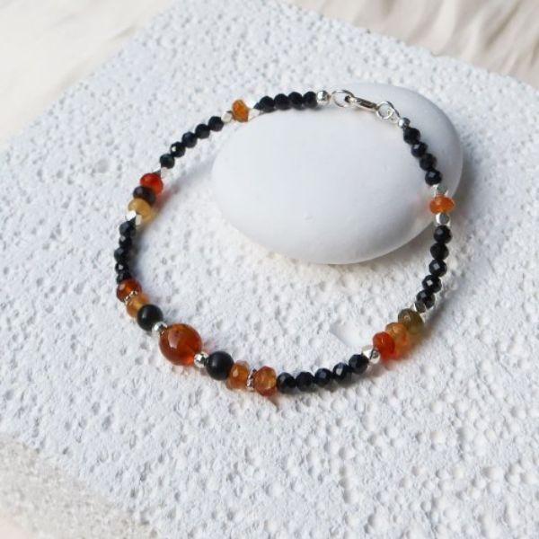 圖片 【水晶手串】黃水晶糖豆x多彩瑪瑙x黑尖晶 天然水晶 能量手鍊