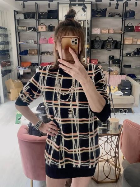 圖片 Chanel 22a 格紋針織長上衣