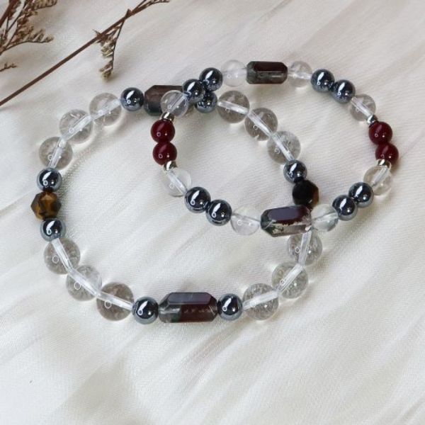 圖片 【水晶手串】守護 |四季幽靈×硃砂×虎眼石 情侶手鍊|大員囡仔