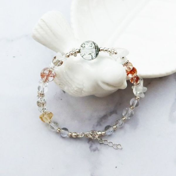 圖片 【水晶手串】綠幽靈 |黃水晶x紅髮晶 增運手鍊| 大員囡仔