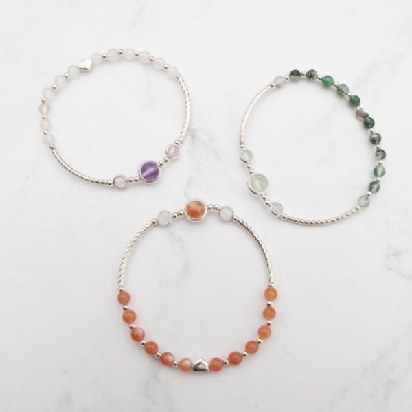 圖片 【水晶手串】愛心 | 天然紫水晶x金草莓晶x海藻玉 | 大員囡仔