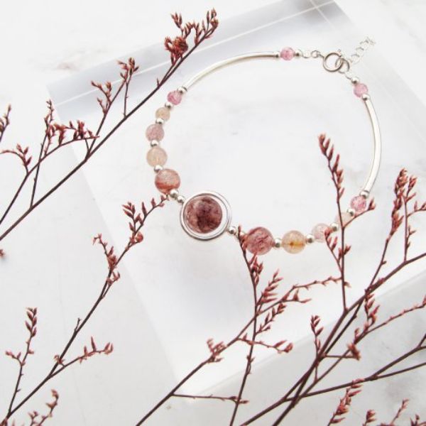 圖片 【水晶手串】草莓星球 | 草莓晶 正能量純銀水晶手鍊 | 大員囡仔