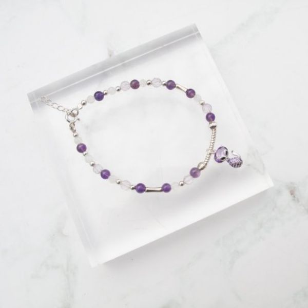 圖片 【水晶手串】閃亮狐狸 | 粉晶x紫水晶 招桃花貴人手鍊 | 大員囡仔