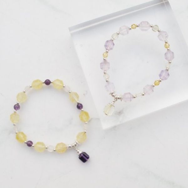 圖片 【水晶手串】日光紫羅蘭|黃水晶x紫水晶 純銀正能量手鍊|大員囡仔