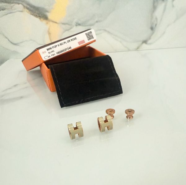 圖片 「M.Y精品」 Hermes 🐎家 mini pop h 耳針 奶白玫瑰金