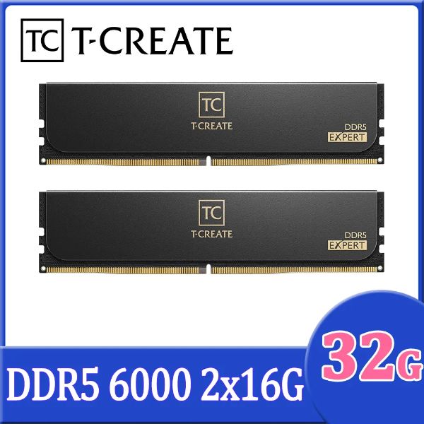 圖片 十銓 T-CREATE EXPERT 引領者32GB(雙通16GB*2) D5-6000(CL30)黑色 頂規十層PCB