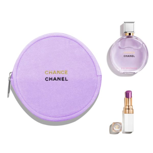 圖片 CHANEL 香奈兒香氛 CHANCE 紫色霓幻香水口紅化妝包套組附吊飾 - 精選組合/專櫃緞帶包裝