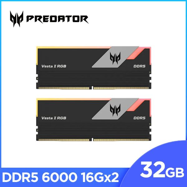 圖片 宏碁 Acer Predator Vesta II RGB 32GB(雙通16GB*2)DDR5 6000黑/CL30